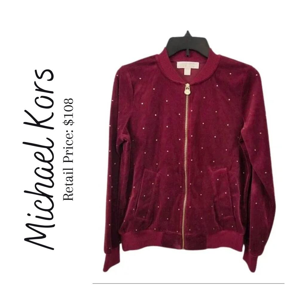Michael Kors Rhinestone Velvet Valor Zip Up